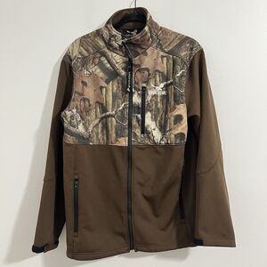 Kings River Camoflauge Jacket Size M Brown Tree Branch Fleece Hunting Full Zip